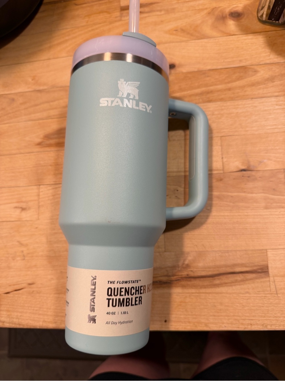 Stanley Light Blue Tumbler with Lid and Straw 40oz